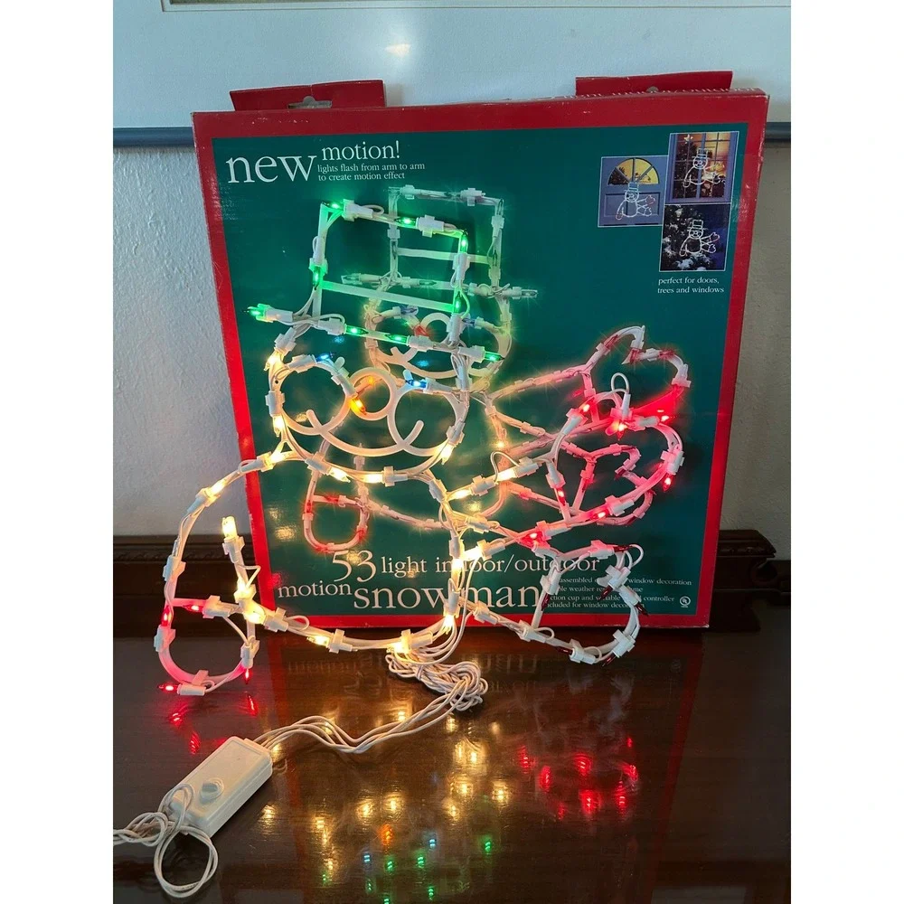 Vtg Motion Snowman Christmas Window Light‎ 53 Multi Color Lights Indoor Outdoor